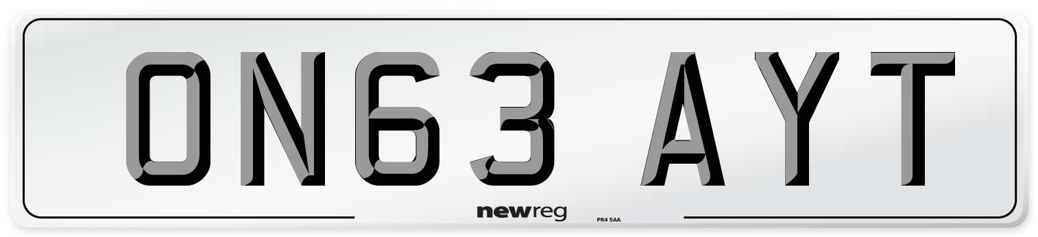 ON63 AYT Number Plate from New Reg